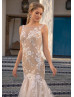 Ivory Lace Tulle Affordable Wedding Dress With Nude Lining